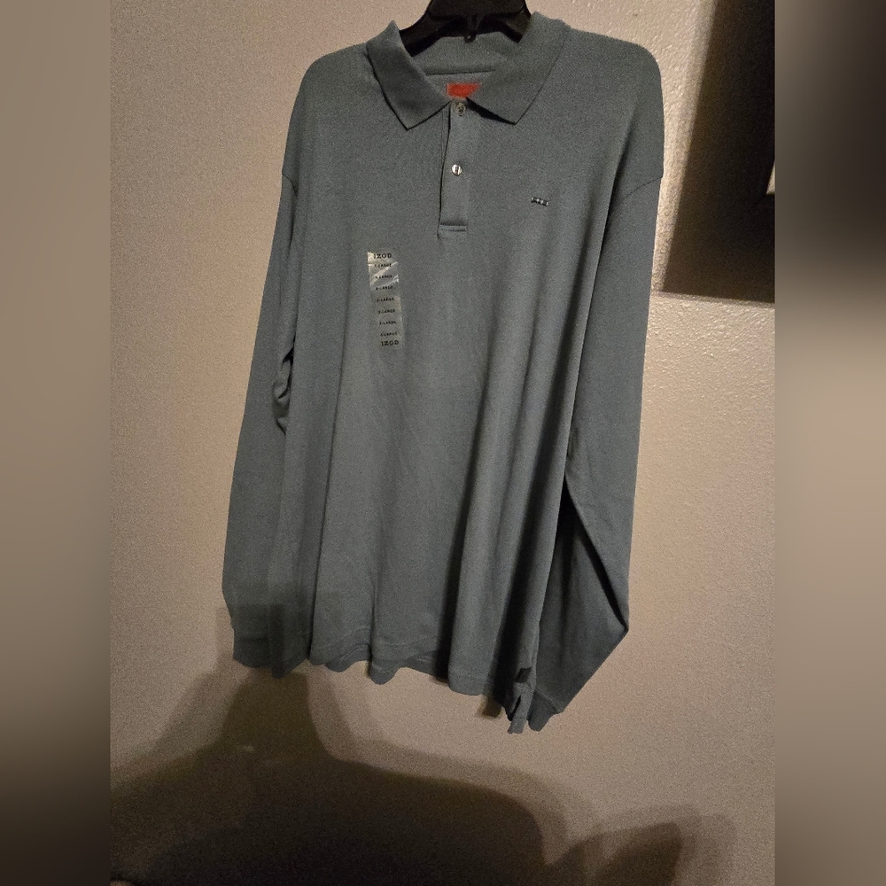 NWT - Men’s XL IZOD Blue Long Sleeve Polo Shirt